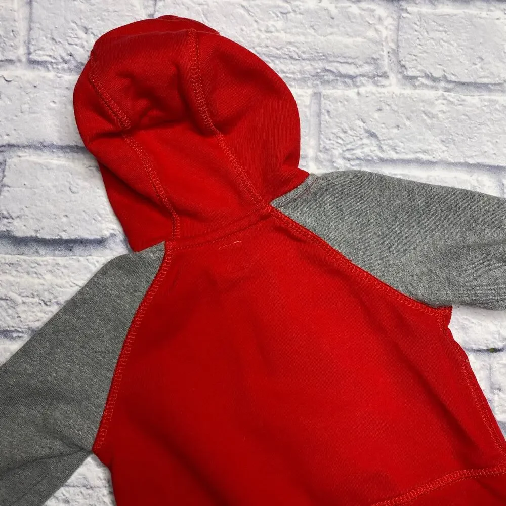 babyGap Colorblock Zip Up Hooded Sweatshirt in Red/Grey
